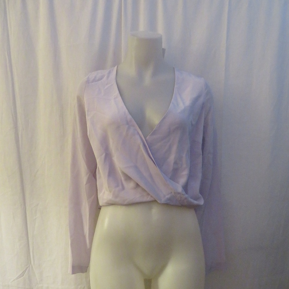 NWT CHELSEAFLOWER (VIA INTERMIX) LAVENDER SILK CROSS OVER BLOUSE S XS*